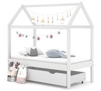 vidaXL Giroletto per Bambini Cassetto Bianco in Pino Massello 70x140cm