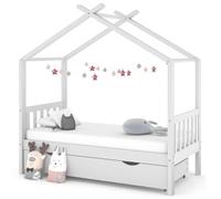 vidaXL Giroletto Bambini con Cassetto Bianco Pino Massello 80x160 cm
