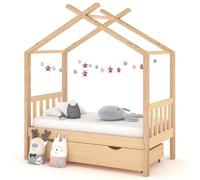 vidaXL Giroletto per Bambini con Cassetto in Pino Massello 70x140 cm