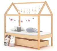 vidaXL Giroletto per Bambini con Cassetto in Pino Massello 70x140 cm