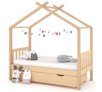 vidaXL Giroletto per Bambini con Cassetto in Pino Massello 80x160 cm