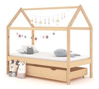 vidaXL Giroletto per Bambini con Cassetto in Pino Massello 80x160 cm