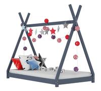 vidaXL Giroletto per Bambini Grigio in Massello di Pino 70x140 cm