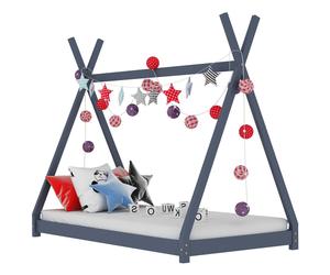 vidaXL Giroletto per Bambini Grigio in Massello di Pino 70x140 cm