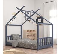 vidaXL Giroletto per Bambini Grigio in Massello di Pino 90x200 cm