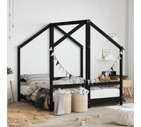 vidaXL Giroletto per Bambini Nero 2x(70x140) cm Legno Massello di Pino