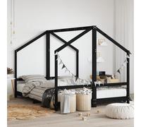 vidaXL Giroletto per Bambini Nero 2x(80x200) cm Legno Massello di Pino