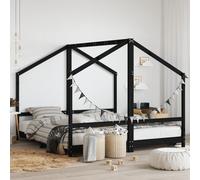 vidaXL Giroletto per Bambini Nero 2x(90x190) cm Legno Massello di Pino