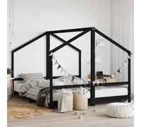 vidaXL Giroletto per Bambini Nero 2x(90x200) cm Legno Massello di Pino