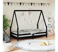 VidaXL Giroletto per Bambini Nero 80x160 cm in Legno Massello di Pino