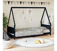 vidaXL Giroletto per Bambini Nero 80x200 cm in Legno Massello di Pino