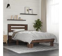 vidaXL Giroletto Rovere Marrone 90x200 cm Legno Multistrato e Metallo