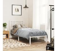 vidaXL Giroletto Senza Materaso con Testiera Metallo Bianco 75x190 cm