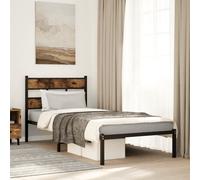 vidaXL Giroletto Senza Materaso in Metallo Rovere Fumo 100x200 cm, giroletto con testiera, Struttura Letto, Telaio Letto, giroletto con Testata