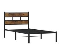 vidaXL Giroletto Senza Materaso in Metallo Rovere Fumo 100x200 cm, giroletto con testiera, Struttura Letto, Telaio Letto, giroletto con Testata
