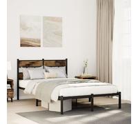vidaXL Giroletto senza Materaso in Metallo Rovere Fumo 120x190 cm