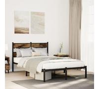 vidaXL Giroletto Senza Materaso in Metallo Rovere Fumo 120x190 cm, giroletto con testiera, Struttura Letto, Telaio Letto, giroletto con Testata