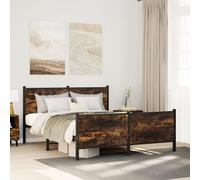 vidaXL Giroletto senza Materaso in Metallo Rovere Fumo 160x200 cm