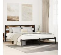 vidaXL Giroletto Senza Materaso in Metallo Rovere Fumo 180x200 cm