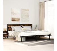 vidaXL Giroletto senza Materaso in Metallo Rovere Fumo 180x200 cm