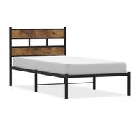 vidaXL Giroletto Senza Materaso in Metallo Rovere Fumo 90x190 cm, giroletto con testiera, Struttura Letto, Telaio Letto, giroletto con Testata