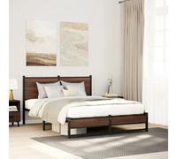 vidaXL Giroletto senza Materaso in Metallo Rovere Marrone 137x190 cm
