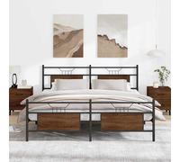 vidaXL Giroletto senza Materaso in Metallo Rovere Marrone 180x200 cm