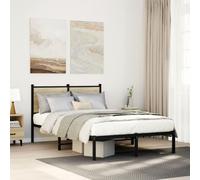 vidaXL Giroletto con Testiera in Metallo Rovere Sonoma 120x190 cm, giroletto con testiera, struttura letto, telaio letto, giroletto con testata