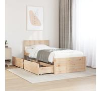 vidaXL Giroletto con Cassetti 100x200 cm Legno Massello di Pino, Telaio Letto, Base Letto, Letto in Legno, Struttura Letto, Letto, Letto Singolo