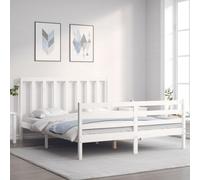 VIDAXL - Giroletto Con Testiera Bianco 160x200 Cm Legno Massello - SPEDIZIONE GRATUITA