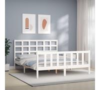 VIDAXL - Giroletto Con Testiera Bianco 160x200 Cm Legno Massello - SPEDIZIONE GRATUITA