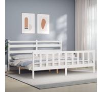 vidaXL Giroletto con Testiera Bianco 200x200 cm in Legno Massello