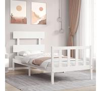 VIDAXL - Giroletto Con Testiera Bianco 90x200 Cm In Legno Massello - SPEDIZIONE GRATUITA