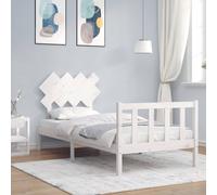 VIDAXL - Giroletto Con Testiera Bianco 90x200 Cm In Legno Massello - SPEDIZIONE GRATUITA