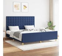 vidaXL Giroletto con Testiera Blu 160x200 cm in Tessuto