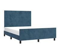 vidaXL Giroletto Senza Materasso Blu Scuro 140x200 cm Velluto