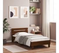 vidaXL Giroletto Senza Materasso con Testiera Rovere Marrone 100x200cm