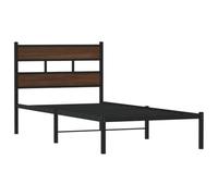 vidaXL Giroletto Senza Materasso con Testiera Rovere Marrone 80x200 cm, Telaio Letto, Letto, Struttura Letto in Metallo, Letto Singolo