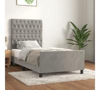 Giroletto con testiera grigio chiaro 100x200 cm in velluto