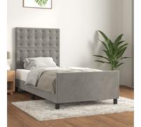 Giroletto con testiera grigio chiaro 100x200 cm in velluto