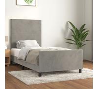 Giroletto con testiera grigio chiaro 100x200 cm in velluto