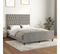 vidaXL Giroletto con Testiera Grigio Chiaro 140x200 cm in Velluto