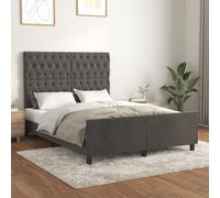 vidaXL Giroletto con Testiera Grigio Scuro 140x190 cm in Velluto