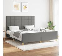 vidaXL Giroletto con Testiera Grigio Scuro 160x200 cm in Tessuto