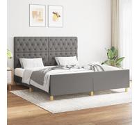 Giroletto con testiera grigio scuro 160x200 cm in tessuto