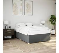 vidaXL Giroletto senza Materasso Grigio Scuro 160x200 cm Tessuto, rete letto, giroletto con piattaforma, giroletto imbottito, mobili camera da letto