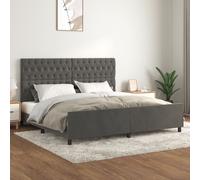 Giroletto con testiera grigio scuro 200x200 cm in velluto