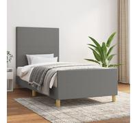 vidaXL Giroletto con Testiera Grigio Scuro 80x200 cm in Tessuto