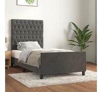 vidaXL Giroletto senza Materasso Grigio Scuro 90x190 cm Velluto
