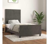 vidaXL Giroletto senza Materasso Grigio Scuro 90x190 cm Velluto